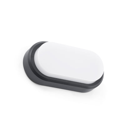  Modern dark grey finish, opal diffuser, integrated 7W 3000K LED, IP65 weather rating & IK10 impact resistance