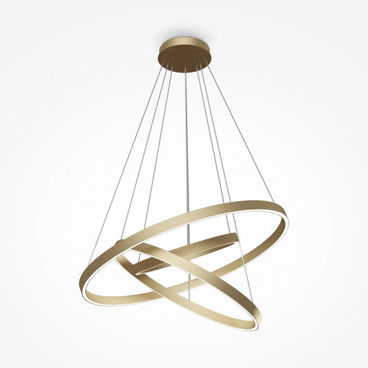Pendant luminaire Rim with two interlocking rings on a white background