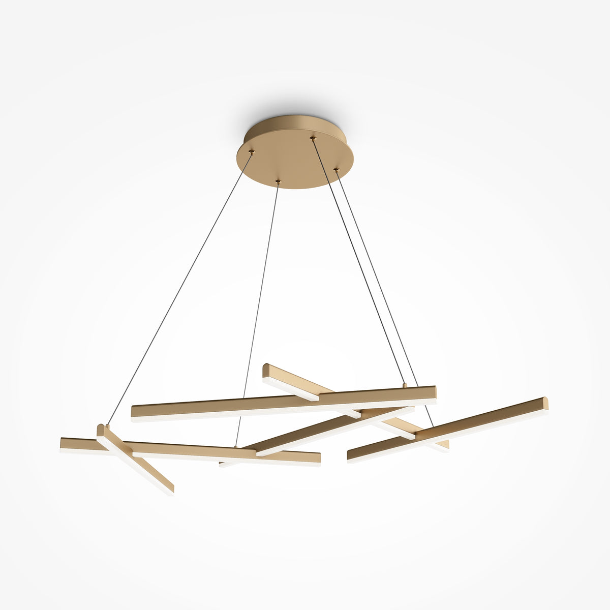Discover the Maytoni Line Modern LED Chandelier. Sculptural gold finish, integrated 75W LED with 3500 lumens, 1010mm width & 5-year warranty.