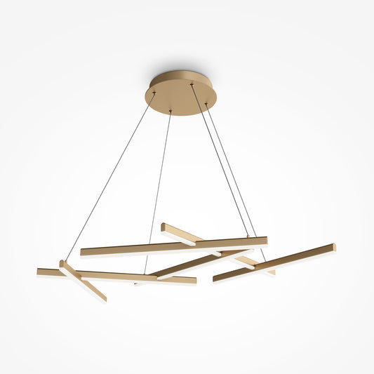 Discover the Maytoni Line Modern LED Chandelier. Sculptural gold finish, integrated 75W LED with 3500 lumens, 1010mm width & 5-year warranty.