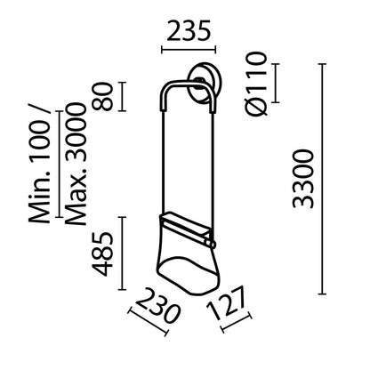 Seinavalgusti MOD170WL-L8BS3K1
