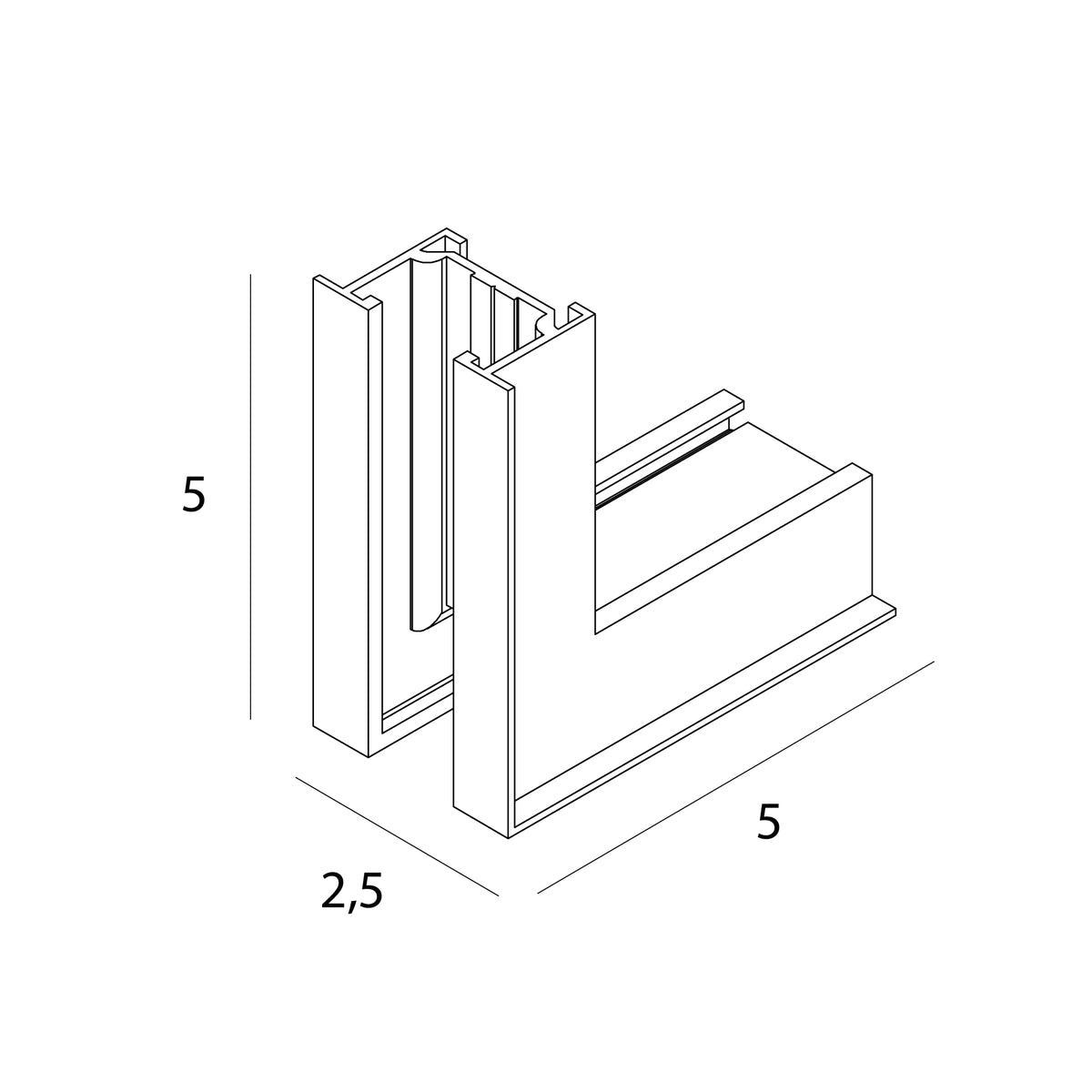 MAXLIGHT NT0015 Micro11 Recessed spring corner bracket, external side angle