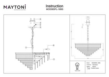 Maytoni chandelier assembly instruction diagram on a white background