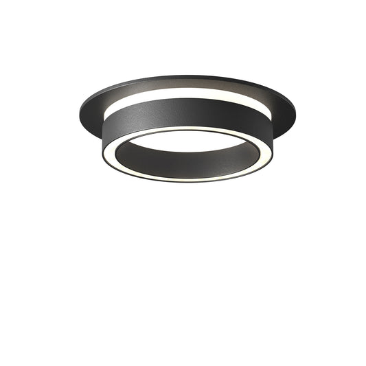 Modern ceiling light fixture with two concentric circular designs on a white background
