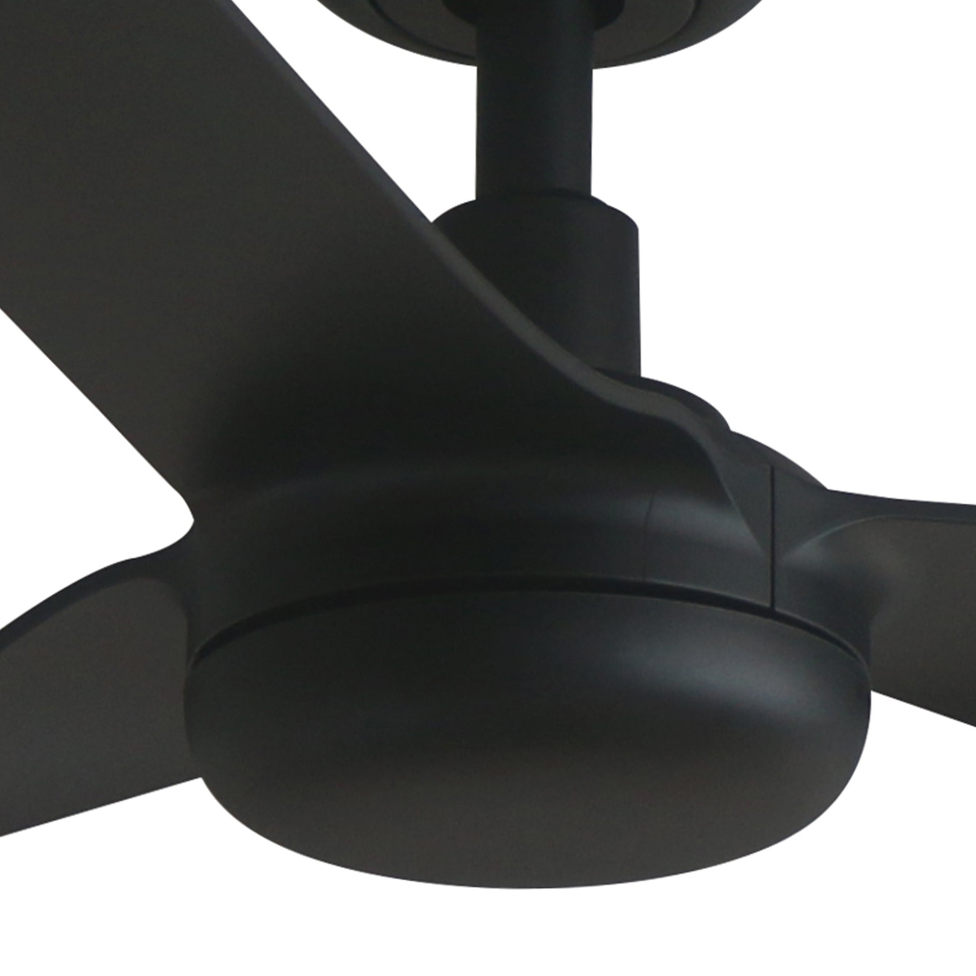 Black ceiling fan on a white background