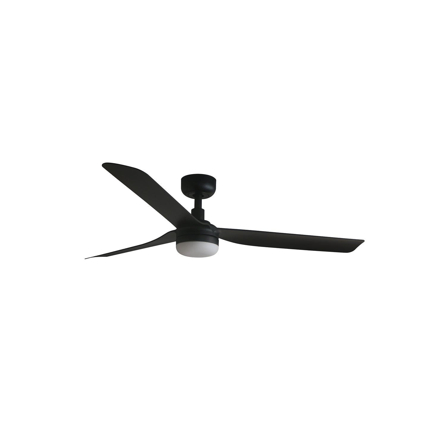 Black ceiling fan on a white background