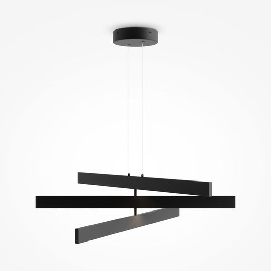 Modern black pendant light fixture on a white background