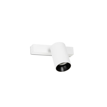 A modern white linear track spotlight with a cylindrical head and a black interior reflector, shown against a plain white background.