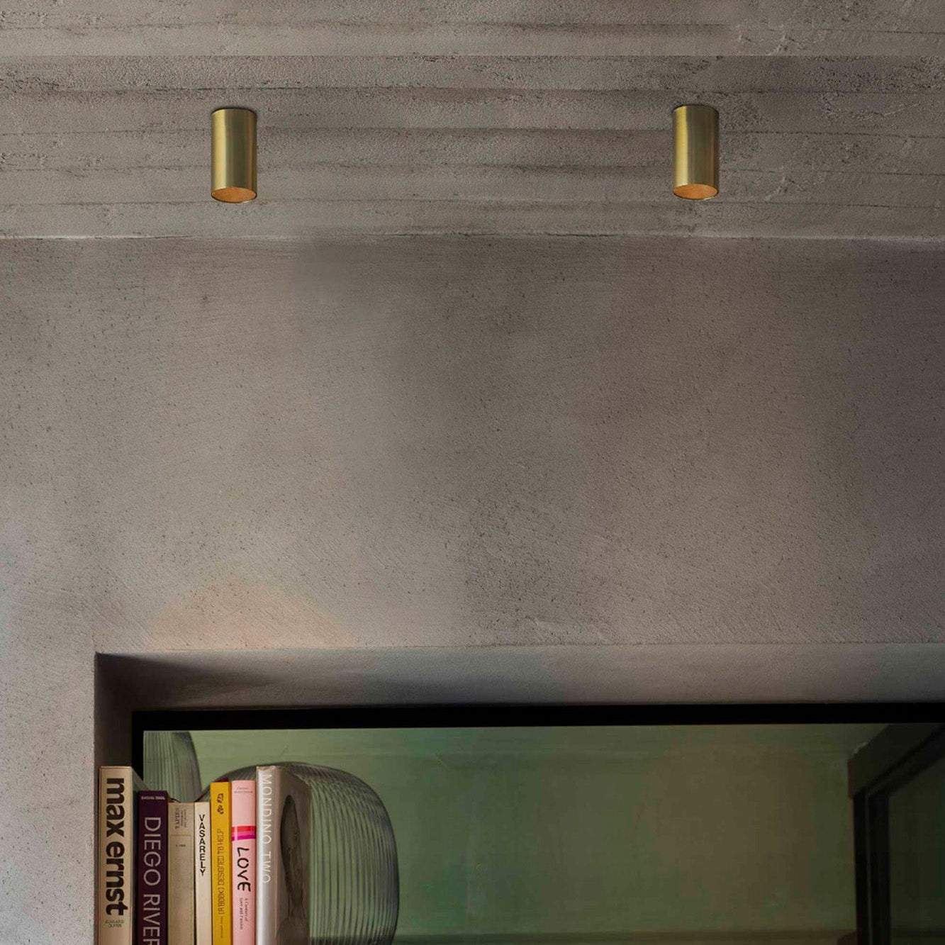 Satin gold ceiling lamp made of aluminum. STAN is a series of indoor luminaires.