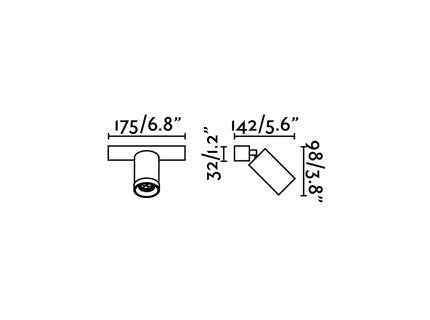 Technical drawing with dimensions and symbols on a white background