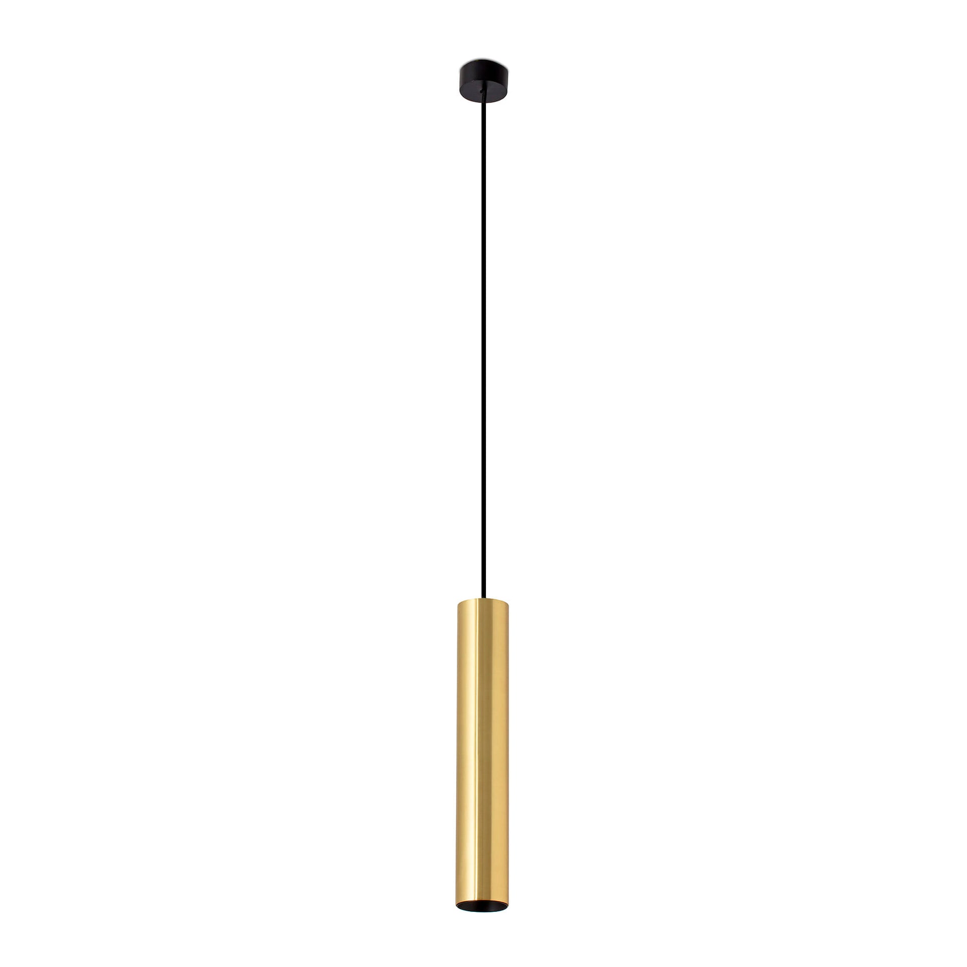 Satin gold pendant lamp made of aluminum and has a transparent polycarbonate diffuser. STAN is a series of indoor pedant luminaires
