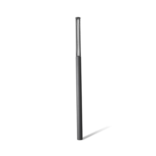 Studio shot of the architectural Screen 3.7m IP65 outdoor LED pole lamp in dark grey, designed for symmetrical 360-degree area illumination. Featured in the VXR Space lighting collection.