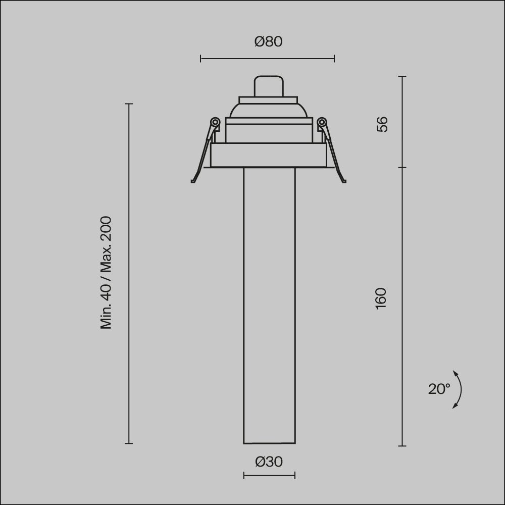 Downlight C140RS-L200-7W3K-BBS