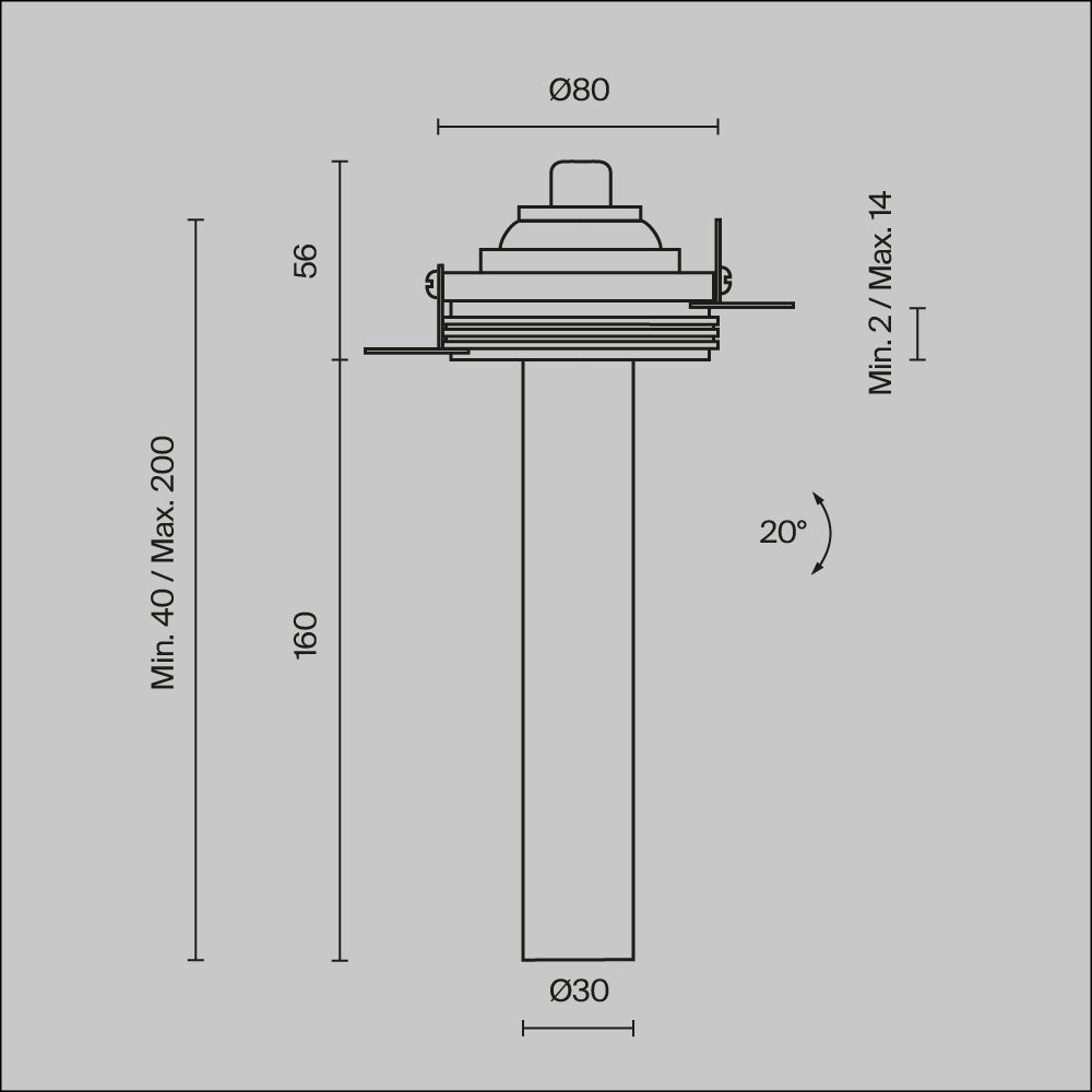 Downlight C140TRS-L200-7W3K-B