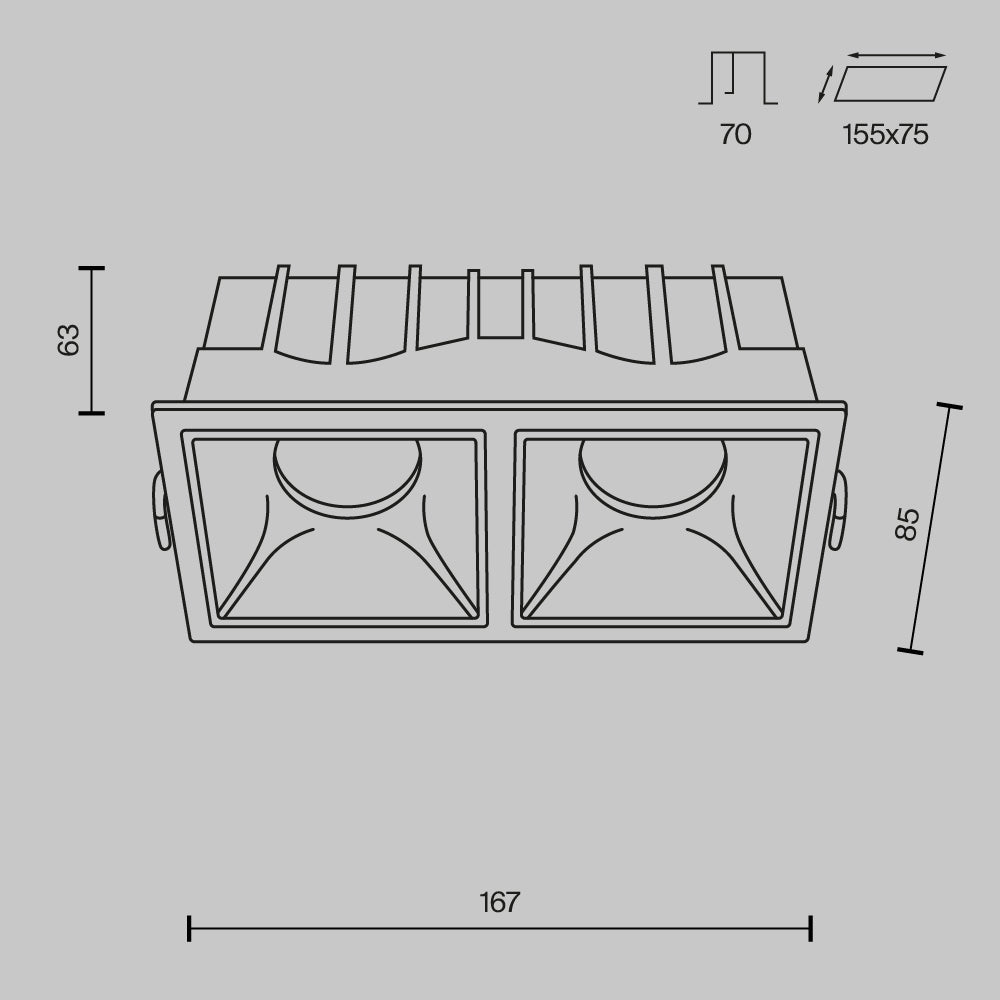 Süvisvalgusti DL043-02-15W3K-SQ-W