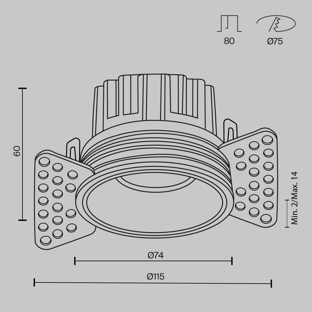 Einbaustrahler DL058-12W3K-TRS-B
