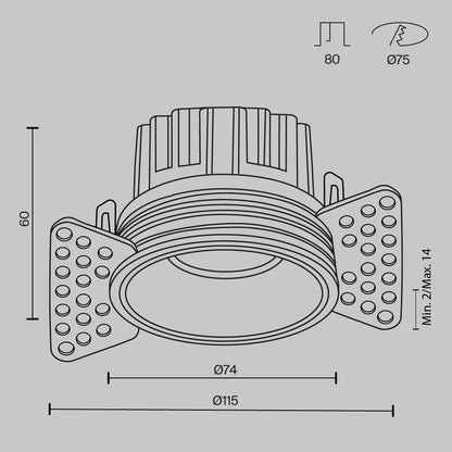 Einbaustrahler DL058-12W3K-TRS-B