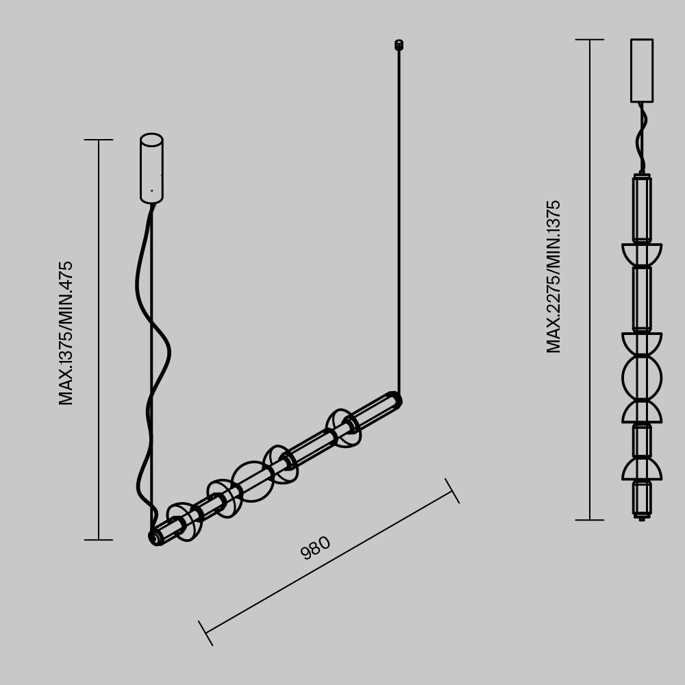 Ripatsvalgusti MOD210PL-L39BS3K