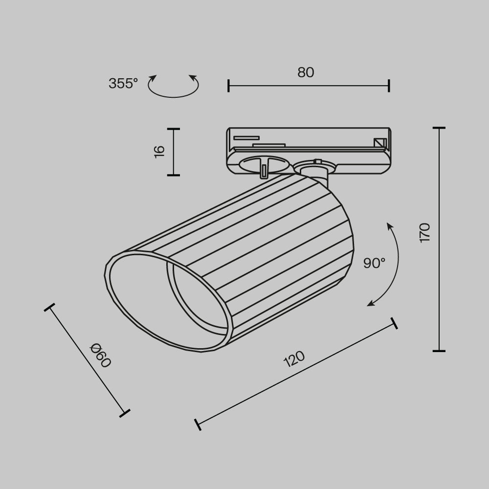 Track Luminaire TR087-1-GU10-W