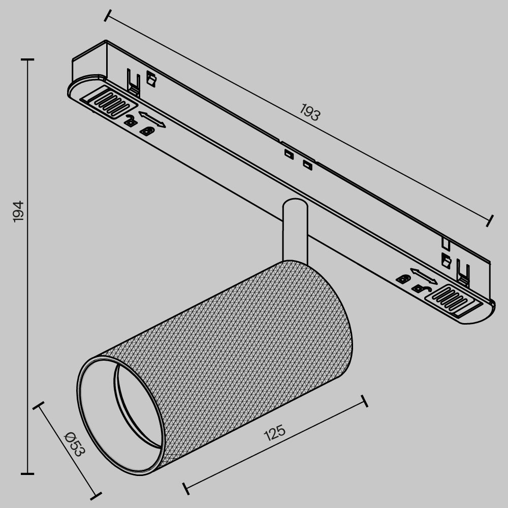 Track luminaire TR097-2-12W2.7K-M-BB