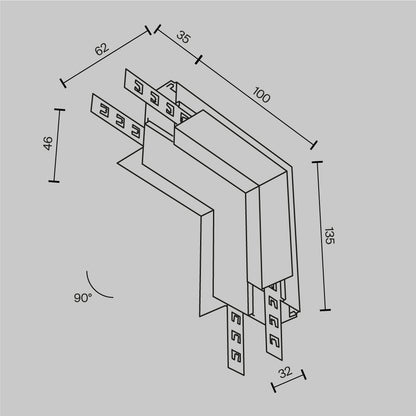 Nurga all olev sisemine Exility pistik, ehitatud 12,5 mm GCL-i alla, valge TRA034ICL-42.12W