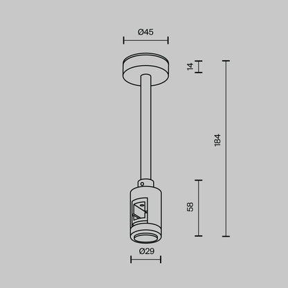 Short single ceiling mount 138 mm TRA156C-SL1-B