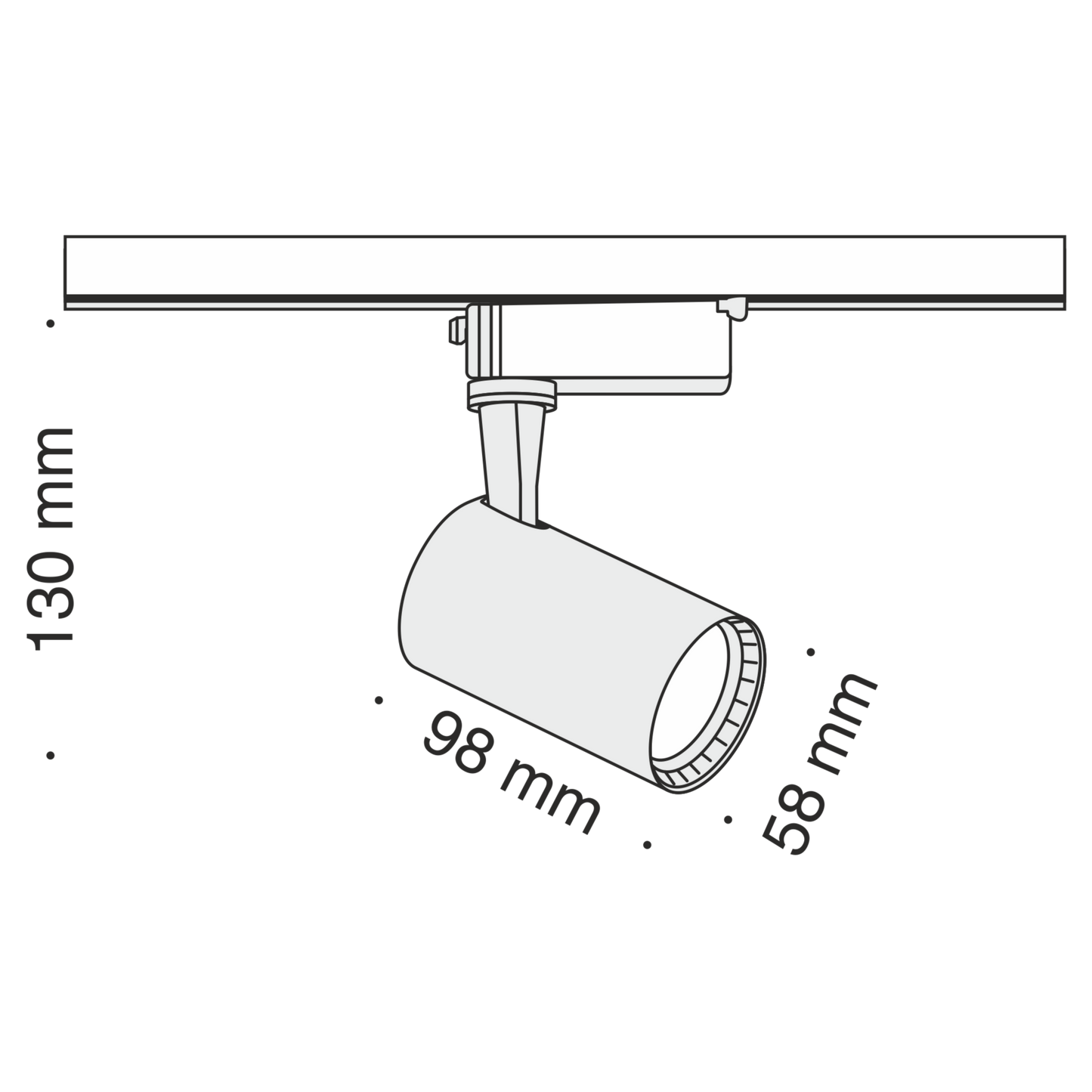 Rööbasteevalgusti TR003-1-6W3K-B