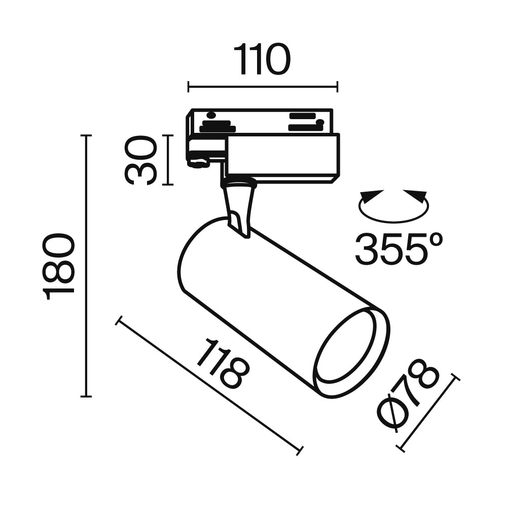 Track luminaire TR029-3-10W3K-S-W