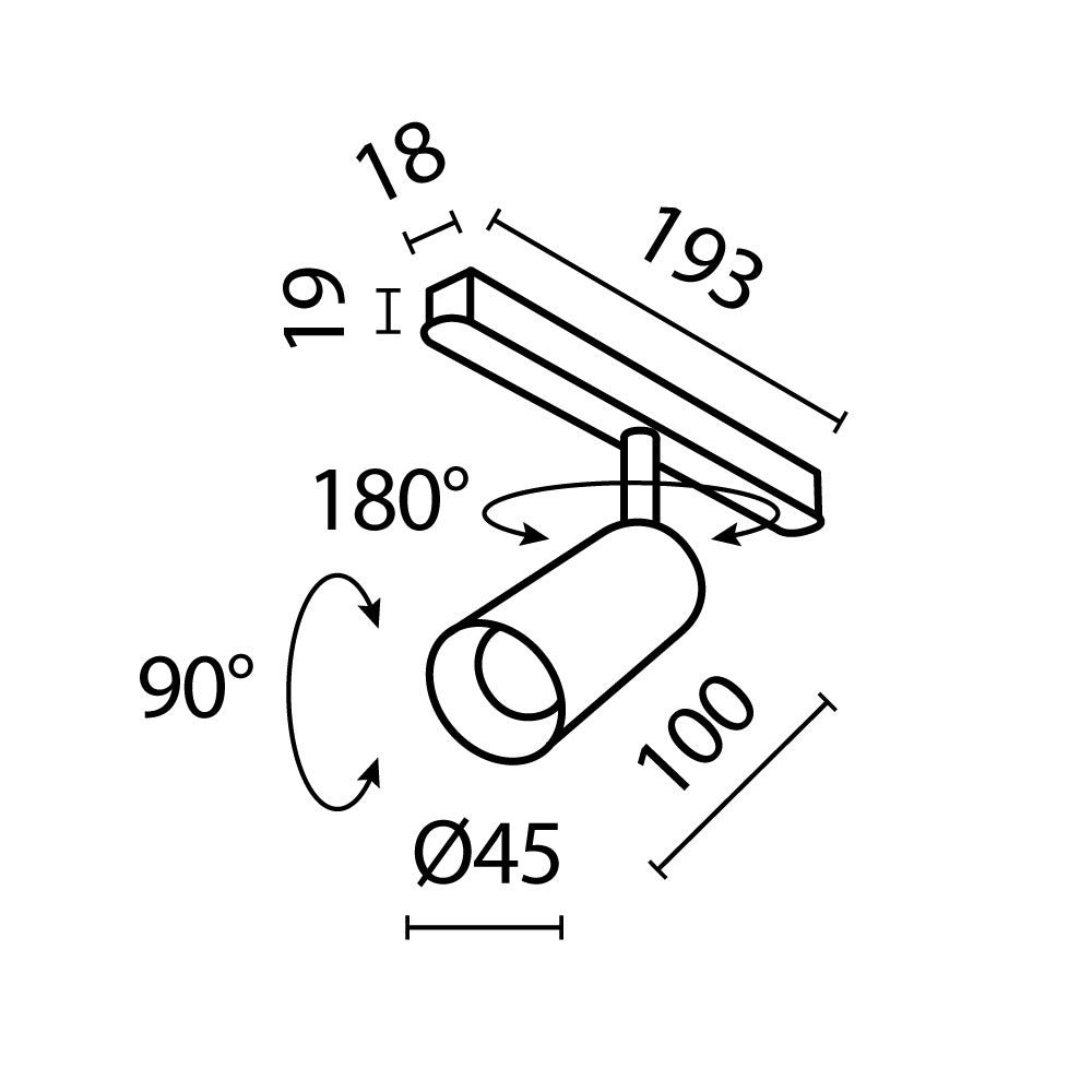 Track luminaire TR032-2-5W4K-S-B
