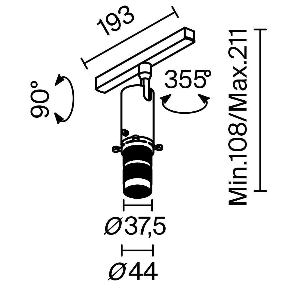 Rööbavalgusti TR108-4-10W3K-DS-B