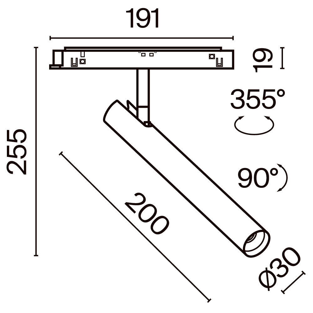 Track luminaire TR141-2-6W3K-M-B