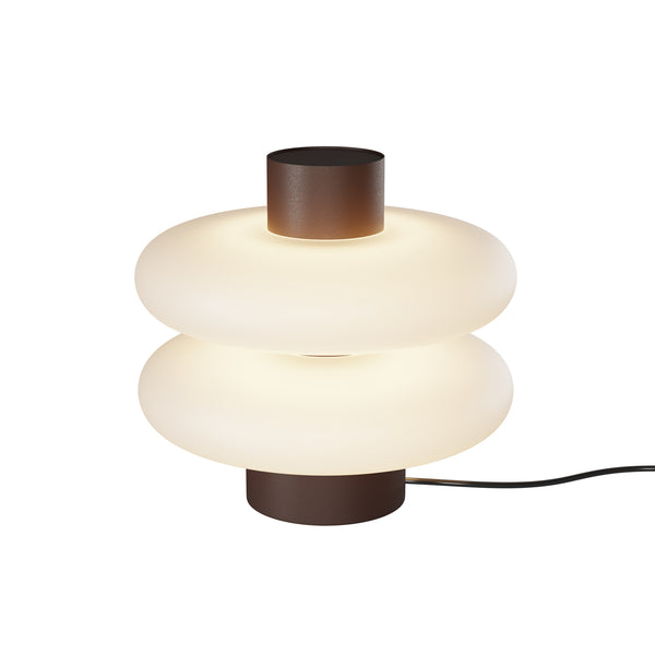 Modern table lamp Nuvem with stacked circular design on a white background