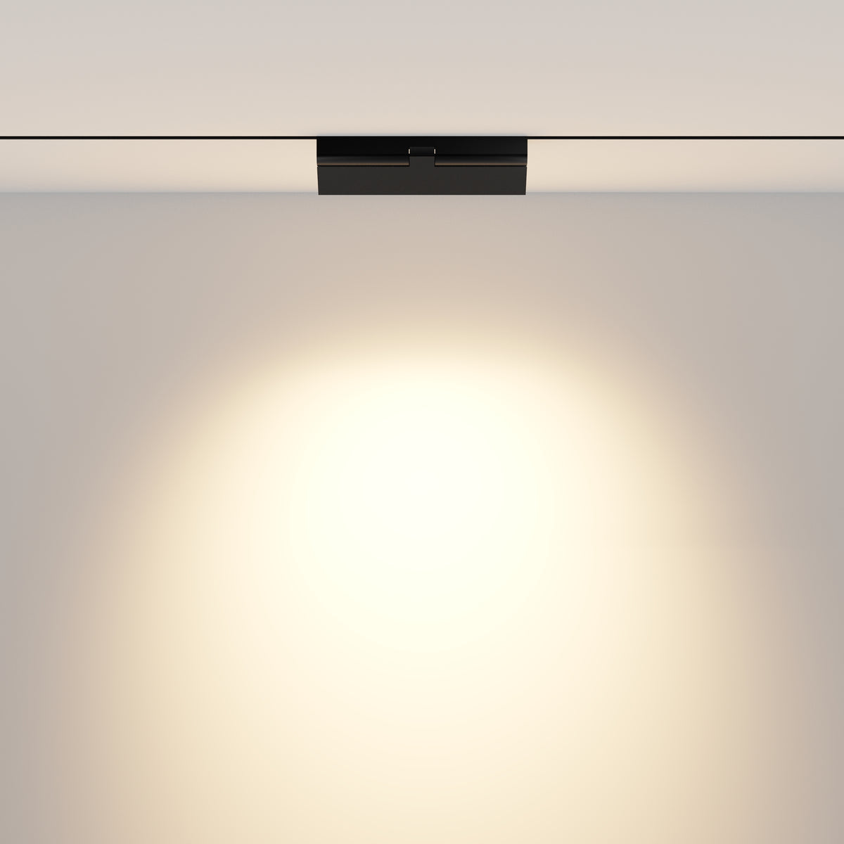 Adjustable black Points rotatable magnetic track lighting module showing rotation capability