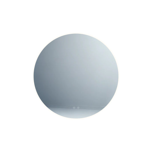 Studio shot of the W0387 round illuminated LED bathroom mirror featuring touch controls on a white background. Available to buy at the VXR Space store.