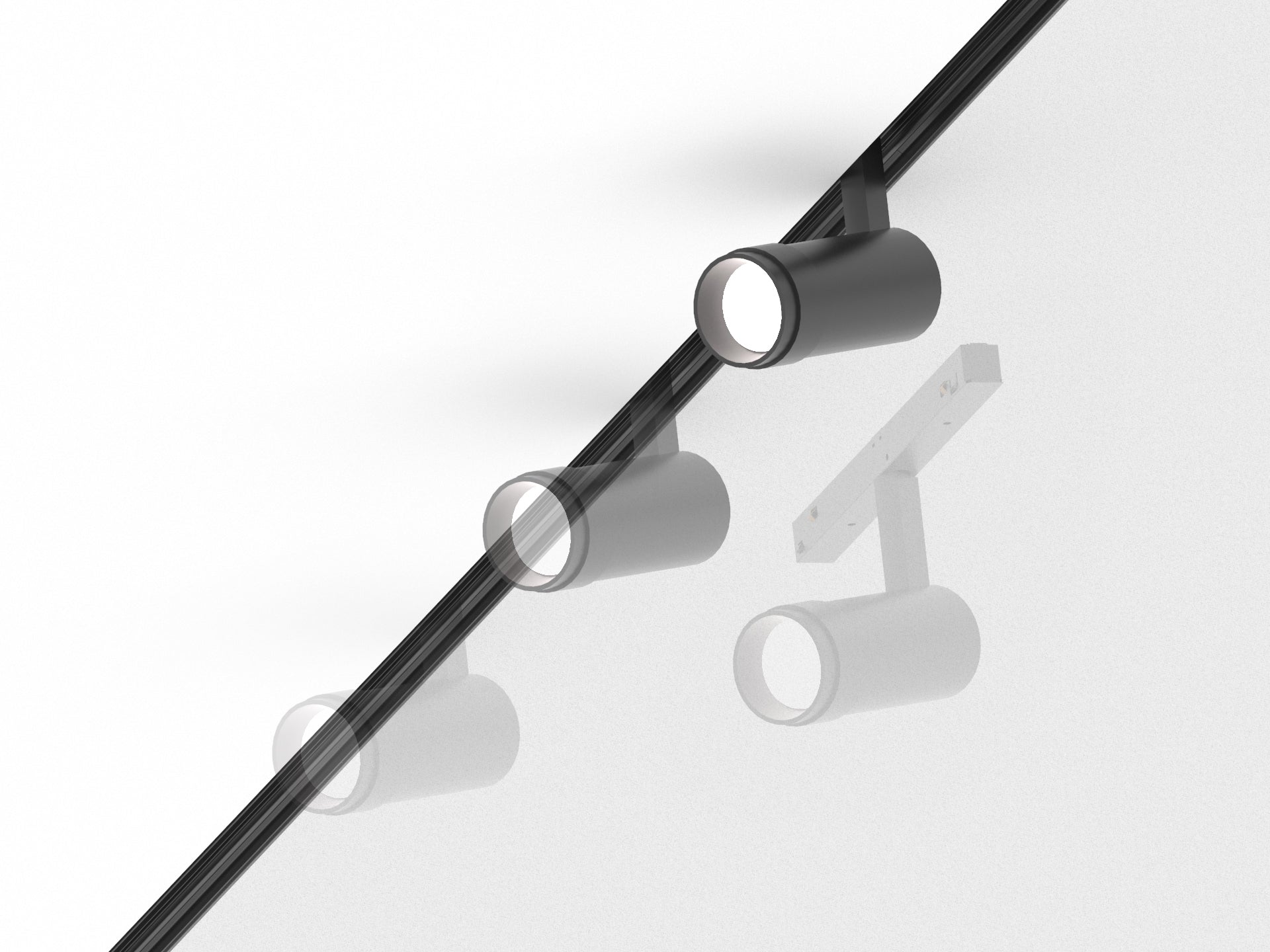 Load video: Magnetic track lighting system installation showing easy insertion, removal and repositioning of track light in architectural ceiling profile