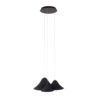 Bellmond 3-light organic cluster pendant light with round ceiling canopy and adjustable suspension cables on white background