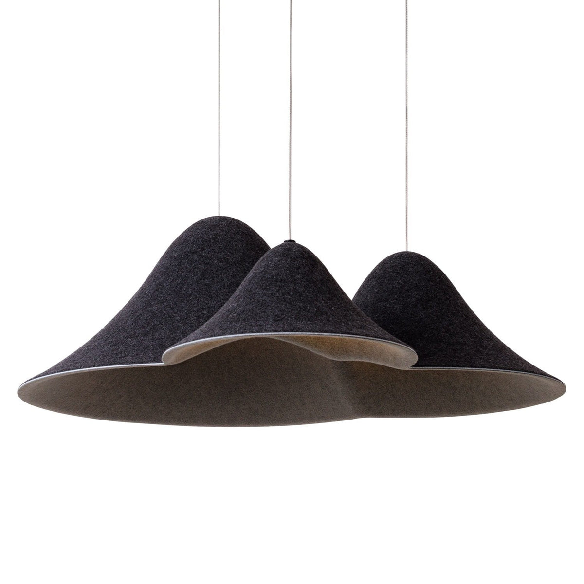 Bellmond 3-light organic textured cluster pendant light, side profile view on white background