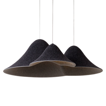 Bellmond 3-light organic textured cluster pendant light, side profile view on white background