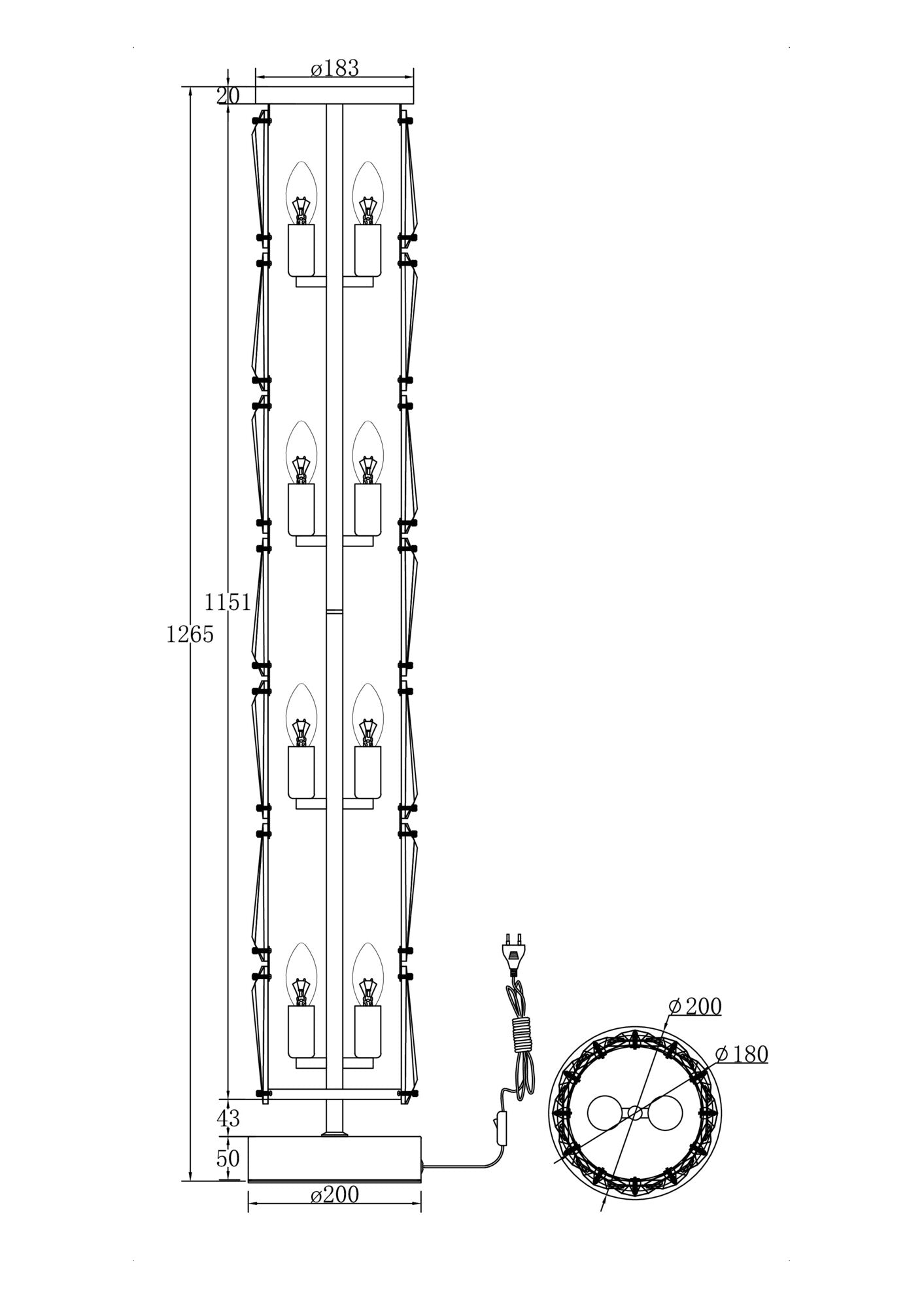Floor Lamp MOD043FL-08CH