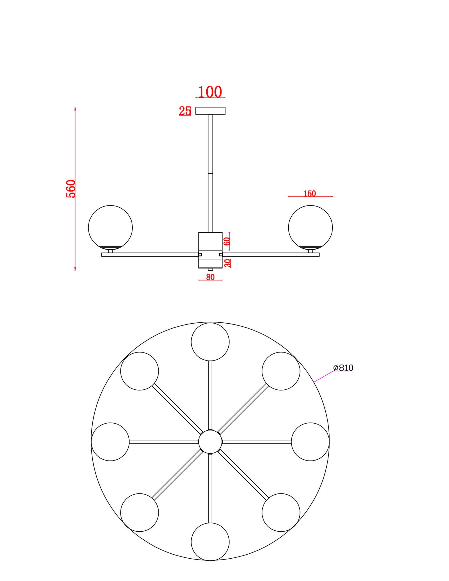 Ripatsvalgusti MOD187PL-08BS