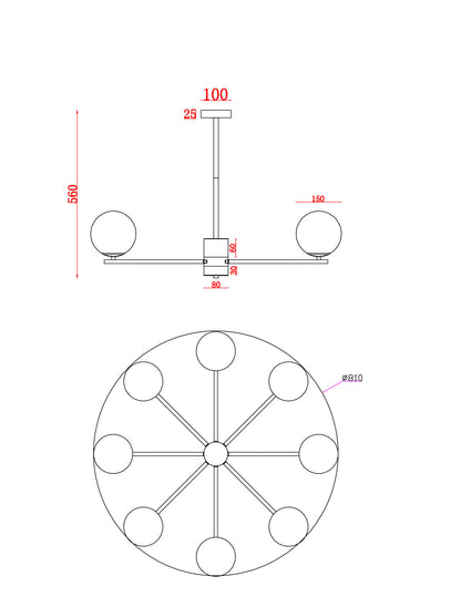 Ripatsvalgusti MOD187PL-08BS