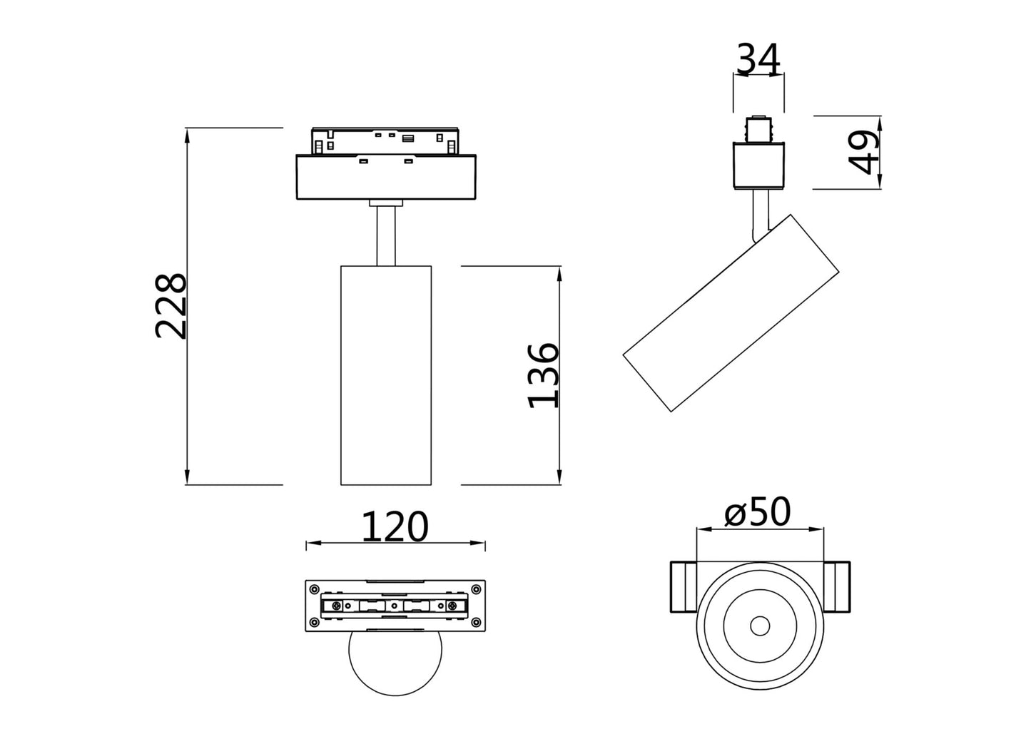 Track luminaire TR019-2-10W4K-B