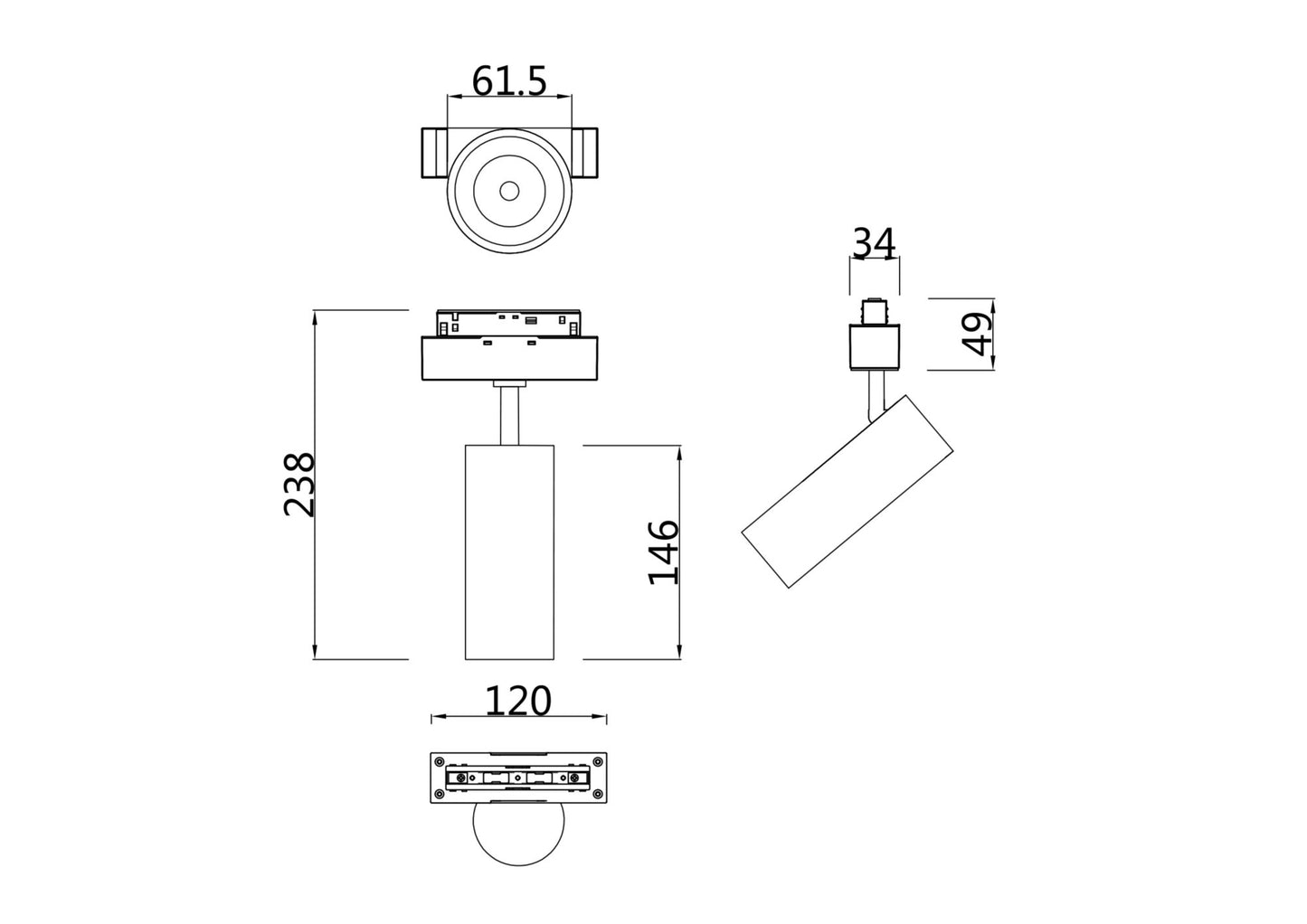Track luminaire TR019-2-15W4K-B