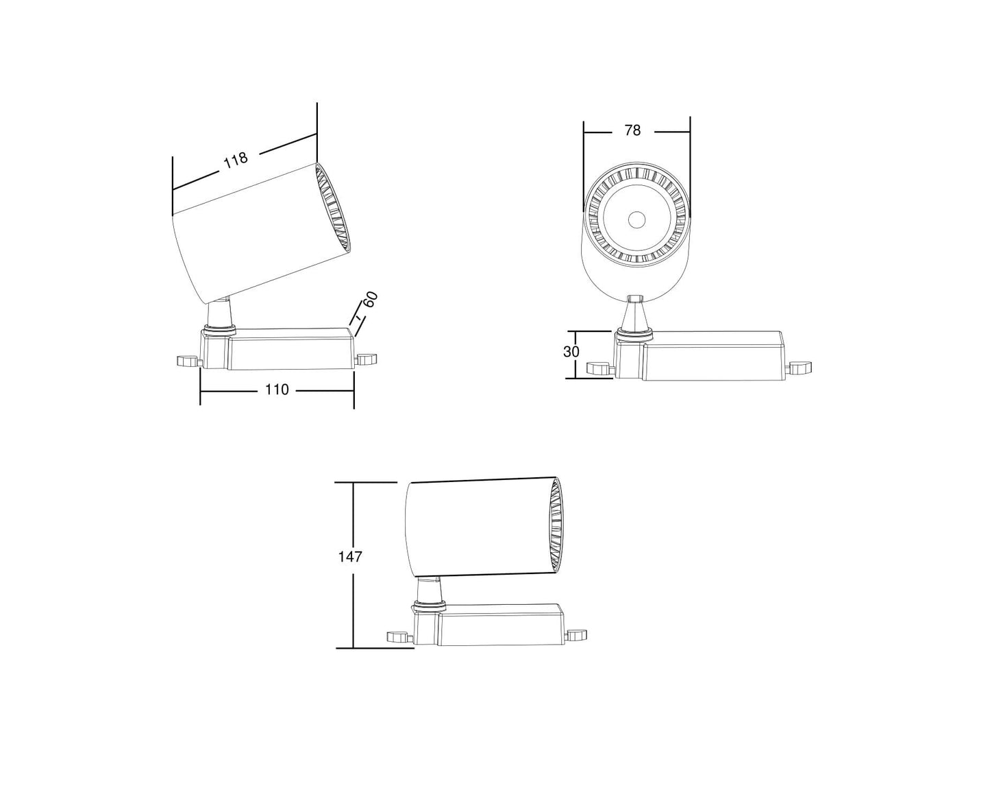 Track luminaire TR029-3-10W4K-B