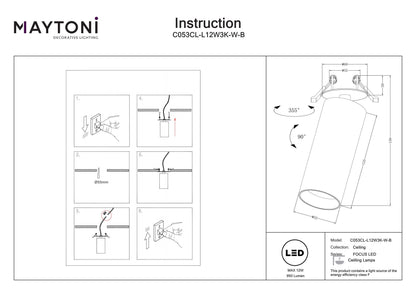 Downlight C053CL-L12W3K-W-B