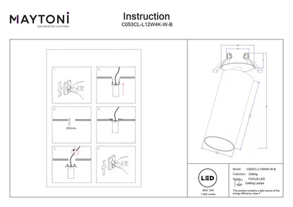 Downlight C053CL-L12W4K-W-B