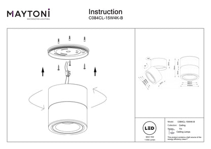 Ceiling luminaire C084CL-15W4K-B