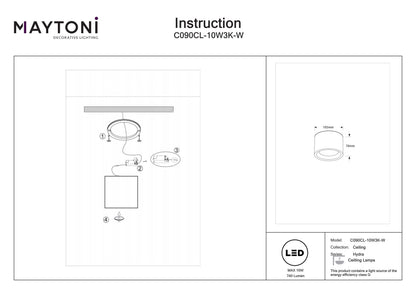 Ceiling luminaire C090CL-10W3K-W