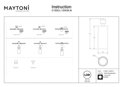 Luminaire C150CL-13W3K-B