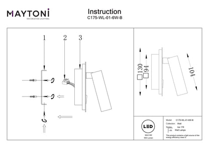 Seinavalgusti C175-WL-01-6W-B